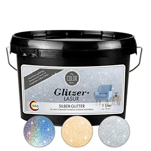 WILCKENS MyColorRoom Glitzer Lasur Silber Glitter 1 Liter