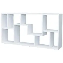 VCM Holz Standregal Lanisa L Weiß – Vielseitiges Bücherregal - Bücherregal und Raumteiler in einem! Mit 8 offenen Fächern für Bücher und Deko. Maße: H. 58 x B. 116 x T. 20 cm – ideal für jedes Wohnambiente.