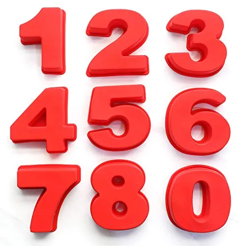 Homkeen Zahlen Kuchenformen-Sets, 9-teilige Silikon-Backformen, Kuchenform-Backformen für Geburtstag, Hochzeit, Jubiläum