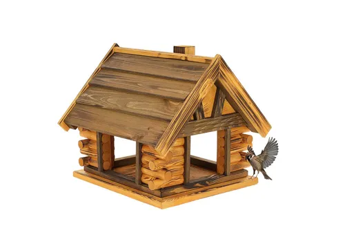 MAZUR Futterstation Vogelfutterhaus aus massivem Holz - Wetterfeste Futterstation für Wildvögel im Garten mit sicherem Design und Schutz vor Raubtieren. Ideal für Naturfreunde und Vogelbeobachter.
