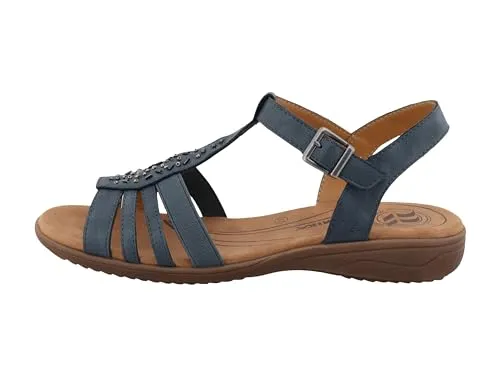 Romika Sandale blau 37 EU - Wanderschuhe in Größe 37 EU, bequem und leicht mit offener Schuhspitze, ideal für Sommerausflüge und Freizeitaktivitäten.