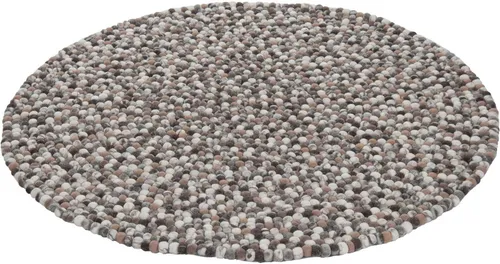 THEKO Wollteppich Felty 2.2 - Handgefertigter Filzkugel-Teppich aus reiner Wolle - Kurzflor-Teppiche, einzigartig handgefertigt aus 100% Schurwolle, verleiht jedem Raum Farbe und Stil.