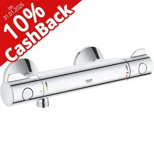 Grohe Duscharmatur Thermostat Mischbatterie Grohetherm 800 - Hochwertiger Brausemischer mit EcoJoy Technologie, Sicherheitssperre und einfacher Installation