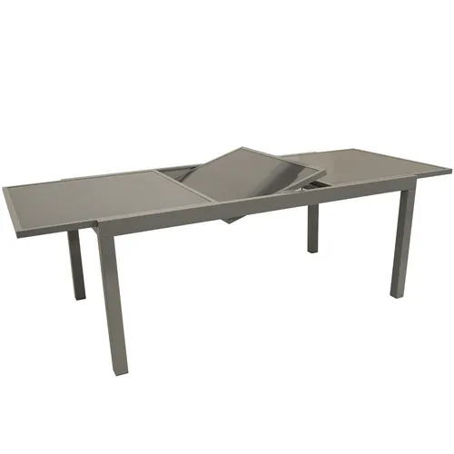 Gartentisch ausziehbar grau 180/240x90x74 cm Alu Glas Ausziehtisch Tisch Garten