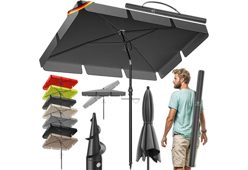 KESSER Sonnenschirm Rechteckig mit 2in1 Abdeckung