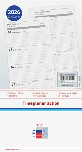 rido idé Wochenkalendarium Ersatzkalender 1W 2S action Din A6 7069916006 2026
