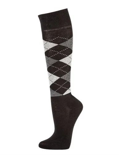 TippTexx 24 Kniestrümpfe 2 Paar Reitstrümpfe mit Polstersohle, Karo-Muster, für Damen & Herren