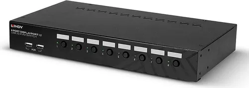 Lindy KVM-Audio-Switch 8 x DisplayPort - Rackmontierbar - KVM-Switch für 1 lokalen Benutzer mit 8 DisplayPort- und Audio-USB-Anschlüssen, ideal für platzsparende Rackmontage in Serverräumen.