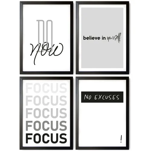 4er Poster Set Premium Bilder Motivation Spruch Kunstdruck Deko A4 Wandbild