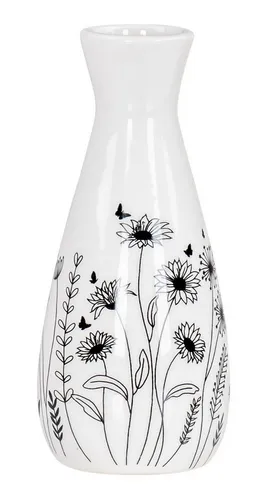 Levandeo® Dekoobjekt, Blumenvase H16cm Schwarz Weiß Dekovase Frühling Blumenwiese Ostern