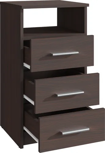 MATKAM Schubladenkommode 3SO in Wenge - Kommode mit 3 Schubladen und offenem Ablagefach, elegant im klassischen Stil, ideal für zusätzlichen Stauraum in jedem Raum.