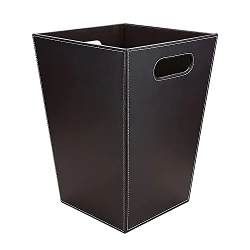 KINGFOM™ Klassisch Leder Papierkorb für Büro/Badezimmer/küche/Schlafzimmer (Platz-Braun)