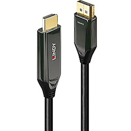 Lindy 40932 Aktives DisplayPort an HDMI Adapterkabel - Adapter für 8K@60Hz, ermöglicht Anschluss von HDMI Displays an DisplayPort-Geräte, unterstützt HDR und unkomprimiertes Mehrkanal-Audio für beeindruckendes Video- und Klangerlebnis.