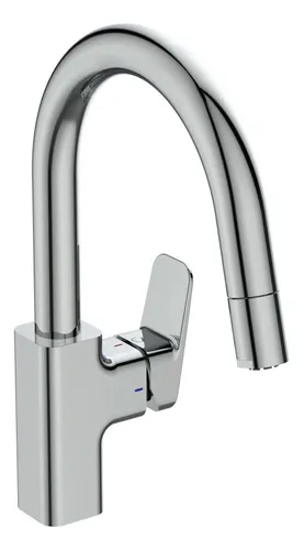 Ideal Standard BD337AA Ceraplan Küchenarmatur Niederdruck - Armatur für drucklose Untertischgeräte mit schwenkbarem Auslauf und Handbrause. Hohe Sicherheit durch Heißwassertemperaturbegrenzer und langlebige Keramik-Kartusche.
