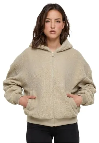 Urban Classics Damen Oversized Sherpa Zip Hoody - Wetsand XXL - Kapuzenpullover für Damen, kuscheliger Sherpa-Stoff für ultimativen Komfort und lässigen Style.