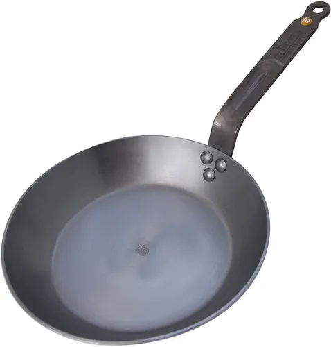 De Buyer Mineral B Bratpfanne 24cm - Pfanne aus 2 mm dickem Stahl, ideal für Anbraten und Grillen. Induktionsgeeignet für vielseitigen Einsatz in der Küche.