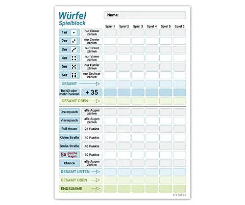 PICTALOO Würfelspiel Block DIN A5