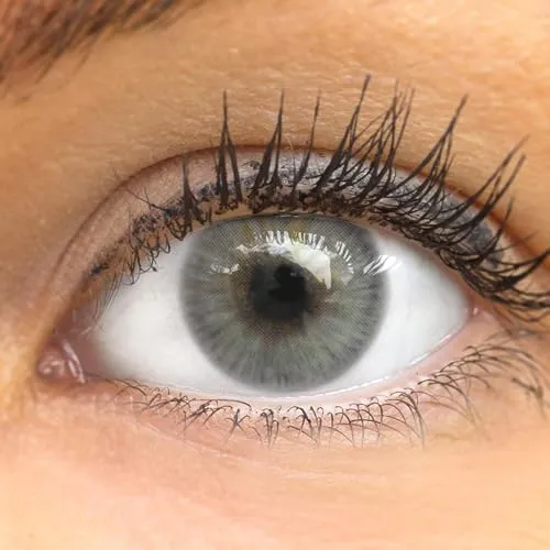 GLAMLENS Kontaktlinsen Grau farbig 'Limone Ash Gray' ohne Stärke farbige graue Monatslinsen weiche Linsen soft Hydrogel 2 Stück Farblinsen + Linsenbehälter 0.0 Dioptrien natürliche Serie Farben