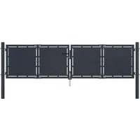vidaXL Gartentor Stahl 300 x 75 cm Anthrazit - Gartentor aus robustem Stahl für hohe Stabilität und Sicherheit, ideal für Ihren Garten oder Ihre Terrasse. Inklusive Schloss, Griff und Erdungsstift für einfache Montage.