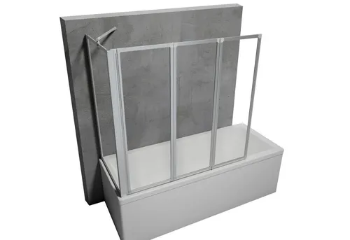 Schulte Badewannenfaltwand Smart, 3 mm Sicherheitsglas, 129x121 cm - Badewannenfaltwand mit beidseitig montierbarem Profil, inklusive Klebe-Montage-Set. Ideal für platzsparende Lösungen in modernen Badezimmern.