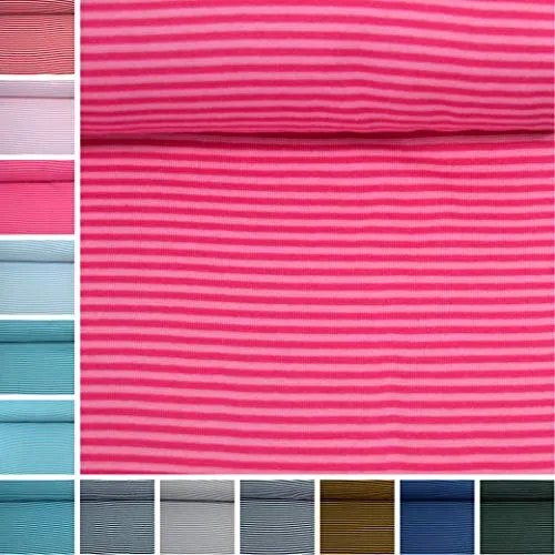 MAGAM-Stoffe Anni Ringel Bündchenstoff Feinstrick Oeko-Tex Meterware 50cm (Pink-Rosa)