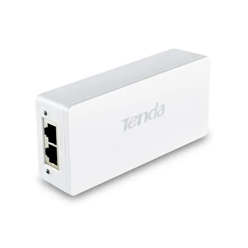 Tenda Gigabit PoE Injector, IEEE 802.3af/at PoE+ Injektor, 30W PoE Adapter, Bis zu 100 m Reichweite, Plug & Play, Weiß (PoE30G-AT)