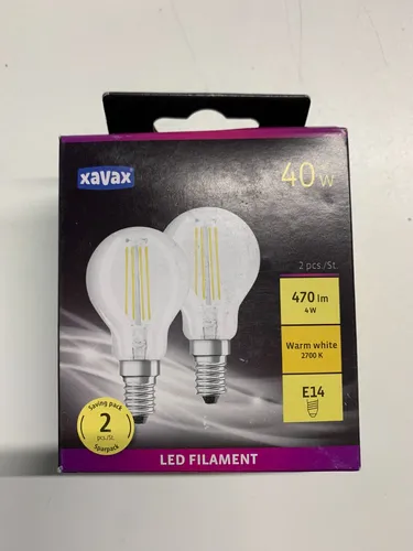 Xavax LED Filiment, 470lm, E14, Warmweiß, Klar (112615) von Xavax