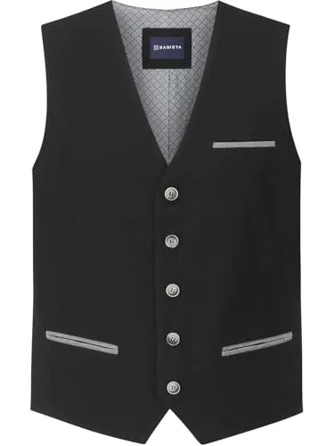 BABISTA Herren Weste Mastorini Schwarz, Größe 48 - Elegante Herrenweste MASTORINI von BABISTA aus 100% Baumwolle in Schwarz. Ideal für besondere Anlässe, bietet sie Stil und hohen Tragekomfort mit feinem Polyesterfutter und sorgfältig gearbeiteten Knöpfen.