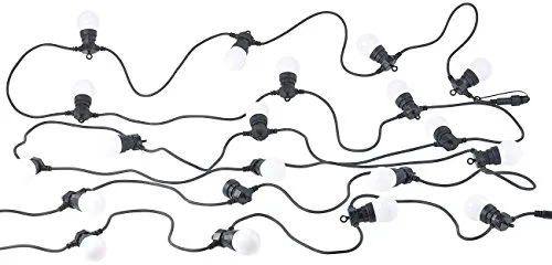Lunartec Lichterkette Glühbirne: Party-Lichterkette, 20 weiße LEDs in Glühbirnenform, 8 W, 13 m, IP44 (außen Glühbirnen, Party mit Glühbirnen, großen Birnen)