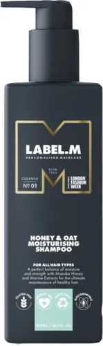 Label.M Honey & Oat Moisturising Shampoo 300ml - Feuchtigkeitsspendendes Shampoo für trockenes Haar, mit Honig und Hafer für geschmeidige, glänzende Locken. Ideal für die tägliche Haarpflege.