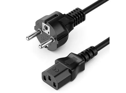 deleyCON 20m Kaltgerätekabel C13 (Typ F) schwarz - Hochwertiges 20m Stromkabel für Computer und Beamer, ideal für flexible Einsatzmöglichkeiten und zuverlässige Stromversorgung.