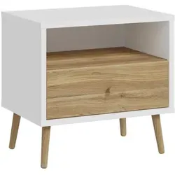 FORTE Nachtkommode Harllson Dekor Weiß, Braun Weiß / Eiche von Forte