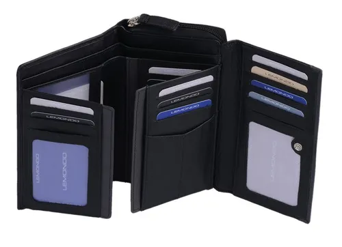 GlücksNugget Geldbörse große Lederreißverschlussbörse, Lemondo, schwarz-grau