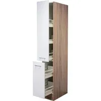 Flex Well Apothekerschrank Samoa 30 x 57 x 200 cm - Küchenschrank in elegantem Weiß matt, perfekt für platzsparende Aufbewahrung in Ihrer Küche mit viel Stauraum.