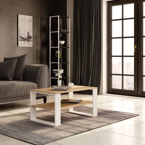 Raumhirsch Couchtisch Weiß, 92x45x53 cm – Modern & Funktional - Platzsparender Couchtisch für kleine Räume, mit kratzfester Oberfläche und praktischer Ablagefläche. Ideal für ein modernes Wohnzimmer, verbindet elegantes Design mit robuster Qualität.