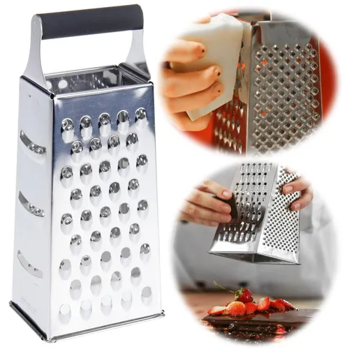 Edelstahl Vierkantreibe Gemüsereibe 24cm Soft Griff 4 Reibeflächen Gurkenhobel