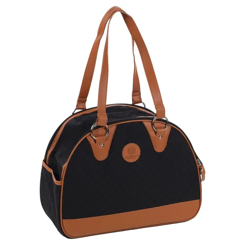 Flamingo Tragetasche Paddie SCHWARZ 41x19x30CM - Tragetasche für Hunde aus strapazierfähigem Polyester, waschbar und mit herausnehmbarem Boden für einfache Reinigung – ideal für unterwegs.