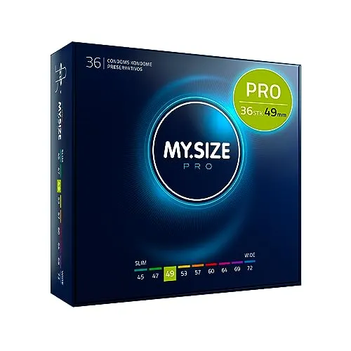 MY.SIZE PRO Kondom Größe 2, 49mm, 36 Stück - Perfekte Passform für jeden Mann - Kondome für Männer mit individueller Passform, allergen- und geruchsarm, aus hochwertigem VYTEX-Latex für intensives Empfinden und Sicherheit.