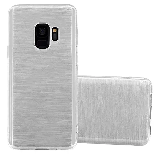 Cadorabo Hülle kompatibel mit Samsung Galaxy S9 Schutzhülle TPU Silikon Case Brushed Design Slim Kratzfest Weiche Gummi mit Rundumschutz Case Hülle für Galaxy S9 in Silber