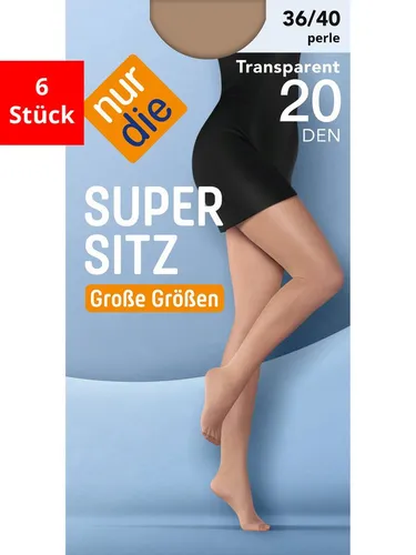Nur Die Feinstrumpfhose Supersitz Große Größen 20 DEN (6 St) - Die NUR DIE Supersitz Feinstrumpfhose 20 DEN überzeugt mit ihrer weichen, matten Optik und hohem Tragekomfort. Ideal für den täglichen Einsatz, bietet sie dank verstärkter Spitze und Maschensicherung besonders lange Haltbarkeit.