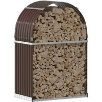 vidaXL Kaminholzunterstand Braun 80x45x120 cm aus verzinktem Stahl - Aschesauger: Robuster Kaminholzhalter aus verzinktem Stahl für wetterfeste Holzaufbewahrung, ideal für Kamin und Holzofen. Bietet viel Stauraum und gute Belüftung.