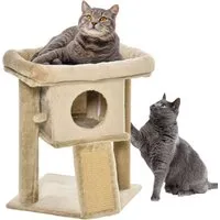 PawHut Kratzbaum 57 cm - Kleiner Katzenbaum mit Höhle und Spielball - Aktivitätskratzbaum für Katzen bis 5 kg, bietet einen Spielplatz, Schlafplatz und Kratzmöglichkeiten mit stabiler Bauweise und weichem Plüsch.