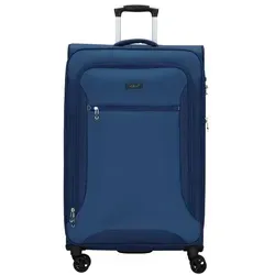 D&N Travel Line 6404 Koffer 78 cm, 100L, Blau - Ideal für Reisen - Handgepäck Trolley mit 4 leichtlaufenden Doppelrollen und arretierbarem Teleskopgestänge, perfekt für komfortables Reisen und optimale Innenorganisation.