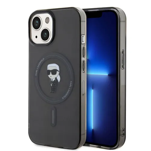 Karl Lagerfeld KLHMP15SHFCKNOK iPhone 15 Hardcase - Smartphone Hülle mit ikonischem Design, kompatibel mit MagSafe und optimalem Schutz für dein iPhone 15.