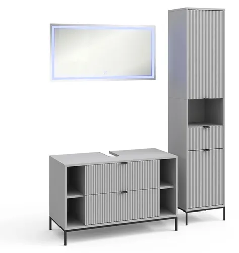 Vicco Badmöbel-Set Eliza, Grau, 3 Teile