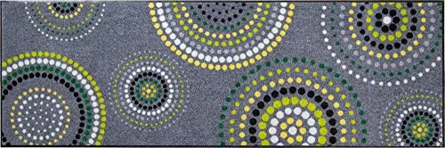 Erwin Müller Fußmatte Ludwigshafen, Schmutzfangmatte, Sauberlaufmatte Kreise grau/grün Größe 40x100 - rutschfest, pflegeleicht, für Fußbodenheizung geeignet (weitere Farben, Größen)