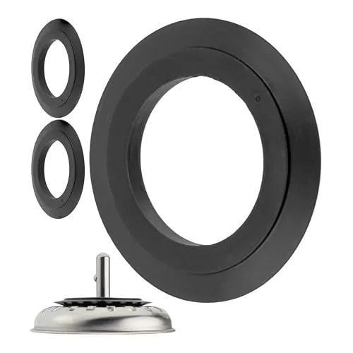 Ersatz Dichtungen für Siebkörbchen, 2 Stück, in Schwarz, aus Gummi, Spüle Siebkorb Dichtring mit Ø 54,5 mm außen, Ø 32,8 mm innen, 4,8 mm Dicke, Zubehör für Küchenspüle, Siebkorbdichtung Spülbecken
