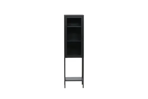 Venture Home Aufbewahrung Misha Schwarz - Moderne Vitrine aus pulverbeschichtetem Stahl, beeindruckende Höhe von 150 cm, ideal für stilvolle Aufbewahrung und Dekoration.