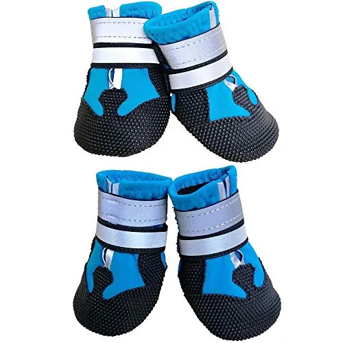 Leeko Hundeschuhe, 4 Stück Anti-rutsch Hundepfotenschutz Hundestiefel Pfotenschutz mit reflektierendem Riemen, Klettverschluss, Haustierschuhe Hundeschnee Stiefel für große Hunde, XL