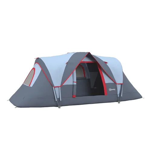 Campingzelt Tunnelzelt für 5-6 Personen - Wasserdicht und Wetterresistent - Geräumiges Tunnelzelt für 5-6 Personen, ideal für Outdoor-Abenteuer. Wetterfester Bezug schützt vor Elementen, abnehmbar für Sternenhimmel. Langlebiger Stahl- und Glasfaserrahmen sorgt für Stabilität.